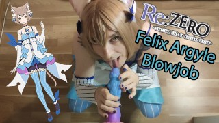 Femboy Felix Argyle Cosplayer Sucks On Big Dildo And Wants Your Cum