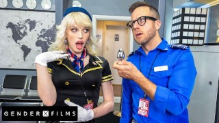 Cute Trans Stewardess Smashed By Kinky Guard – Izzy Wilde – GenderXFilms